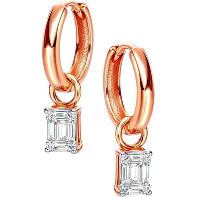 Zlaton Náušnice růžové zlato kruhy 1.8cm 1.70g s diamantem 0.170ct 000071112237