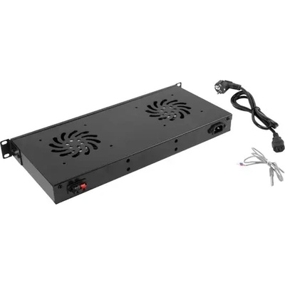 Lanberg Аксесоар, Lanberg 19" fan unit / ventilation panel with lcd 2 fans + thermostat, 230V, black (AK-1502-B)