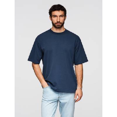 Ombre Clothing Мъжка памучна тениска LOOSE FIT с кръгло деколте - тъмно синя V9 OM-TSBC-0267 Ombre Clothing Ombre Clothing | Sin | МЪЖЕ | M