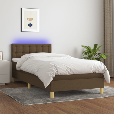 vidaXL 3133993 Boxspring postel s matrací a LED textil / barva tmavě hnědá