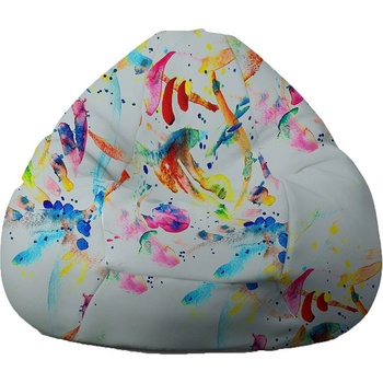 Image 1 of PUFRELAX Пуф круша, 520л. , Nirvana Gigant - Culori Jucause, Водоустойчив, Перящ се калъф, Пълнеж от Полистиролни перли, принт, 8461 (PUF-G-NGG-TEXP-CUL)