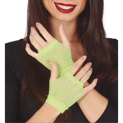 GUIRCA Retro síťované rukavice neonové zelené 80.léta disco