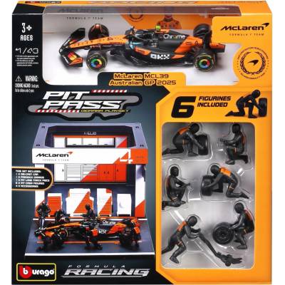 Bburago McLaren Team MCL39 2025 4 Norris Pit Pass Set 1:43