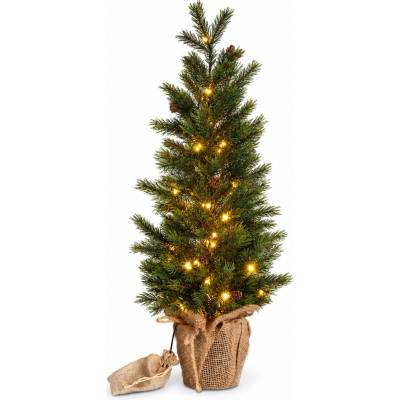 Aga Umelý vianočný stromček v kvetináči 70 cm zasnežený s LED osvetlením