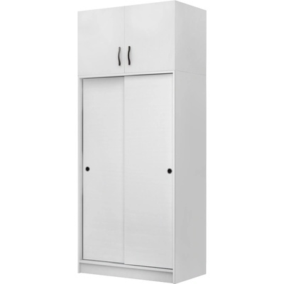 TopMebel Шкаф с две плъзгащи се врати Regio от меламин в бял цвят 100x60x240см
