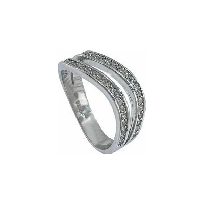 Infinitysilver Strieborný prsteň zirkónové vlnky OR74553