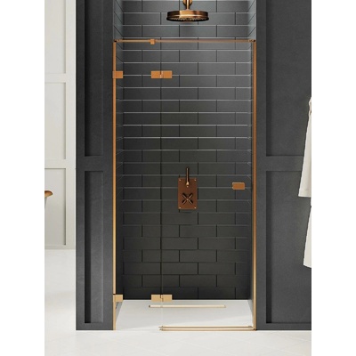 New Trendy Avexa Copper Brushed sprchové dveře 140 cm sklopné měděná kartáčovaný/průhledné sklo EXK-3543