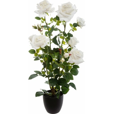 Atmosphera Umělá hrnková rostlina ROSE BUSH, 74 cm, bílá