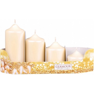 Ceramicus Adventní STUPŇOVITÉ perleťové d4,5x5/7/9/11cm 4ks béžové