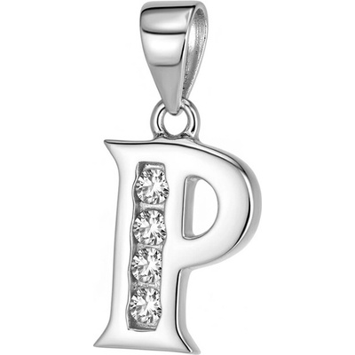 Argento Strieborný prívesok písmeno P číre okrúhle zirkóny 84946