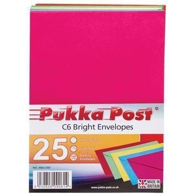 Pukka Pad Obálky Bright, mix zářivých barev, C6, pogumovaný povrch, PUKKA PAD 9061-ENV ,balení 25 ks 394686