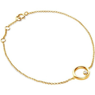 SAVICKI Náramok s príveskom kruh žlté zlato s diamantom 0.01 ct 17 cm - SAVB06100 Y