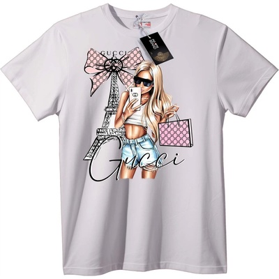 NOONEBRAND Тениска Gucci Момиче с Айфеловата Кула - 5XL, Black