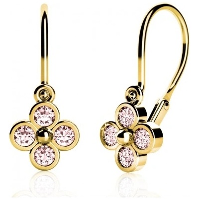 Couple Decentní dětské náušnice Alia žluté zlato a růžové zirkony 5331088-0-0-78