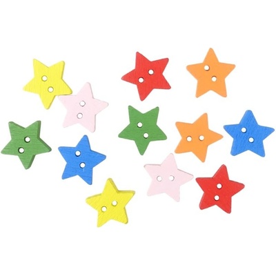 Ideal hviezdičky drevené gombíky sada 15mm 12 kusov