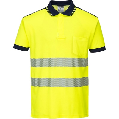 Portwest HI-VIS PW3 T180 Reflexná polokošeľa HV žltá/námorná modrá XS