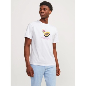 Jack and Jones Тениска Jack and Jones Men's Regular Fit Printed Graphic T-Shirt - Bright White