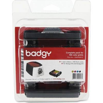 Badgy originál páska do tlačiarni kariet, CBGP0001C, farebná, Badgy + 100ks kariet pre potlač,typ