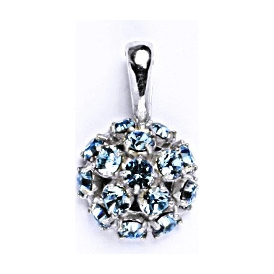 Čištín Přívěšek ze stříbra s krystalem Swarovski akvamarín, půlkoule s pevným úchytem P 1337