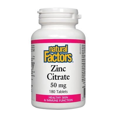 Natural Factors Zinc Citrate / Цинк (цитрат) 50 mg, 180 таблетки (1681 NF)