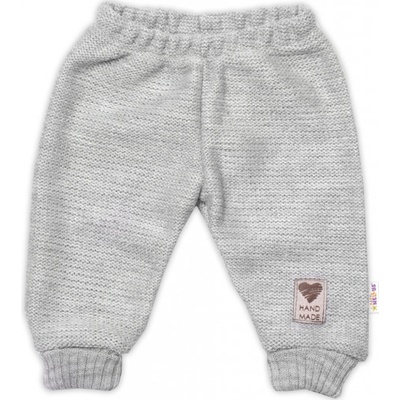 Baby Nellys Pletené dojčenské nohavice Hand Made sivé