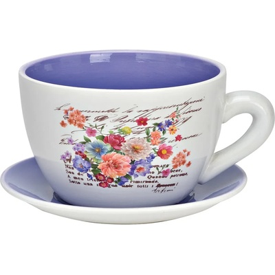 G. Wurm Керамична цветна саксия за цветя чаша с чинийка, лилава (1698)