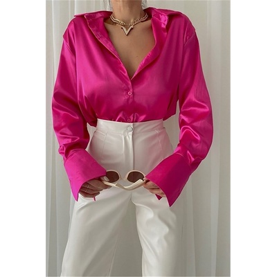 Madmext Дамска сатенена риза mg1307 - Яркорозова #323171 (323171_Циклама)