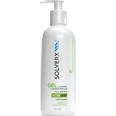 Solverx Acne Skin gel na čištění a odličování obličeje a očí 200 ml