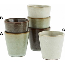 MADAM STOLTZ Kameninový šálek Grey Stoneware A zelená šedá barva keramika 100 ml