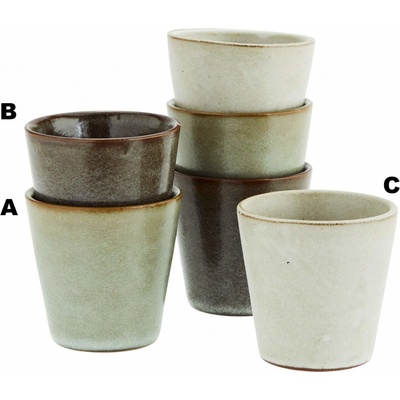 MADAM STOLTZ Kameninový šálek Grey Stoneware A zelená šedá barva keramika 100 ml