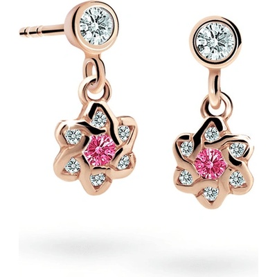 Danfil detské náušnice kvetiny C2149 zo ružového zlata tcf red puzeta