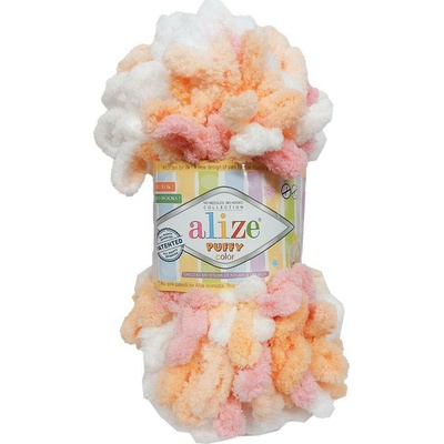 Alize příze Puffy color 6355 růžová bílá a meruňková