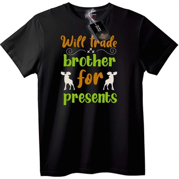NOONEBRAND Тениска Ще Заменя Брат за Подаръци - 2XL, Black