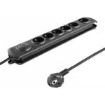 Qoltec ANTI-SURGE STRIP QOLTEC 3.0M 6-SOCKETS BLACK/Modern