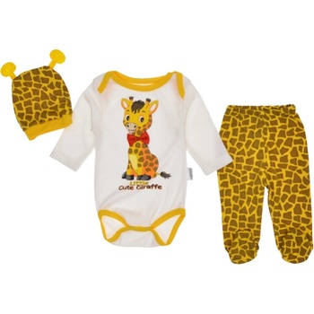 dílná bavlněná kojenecká souprava body polodupačky a čepička žirafa