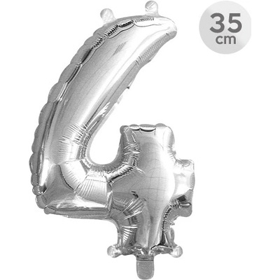 JUNIOR Balón narozeninový 35 cm číslo 4 stříbrný