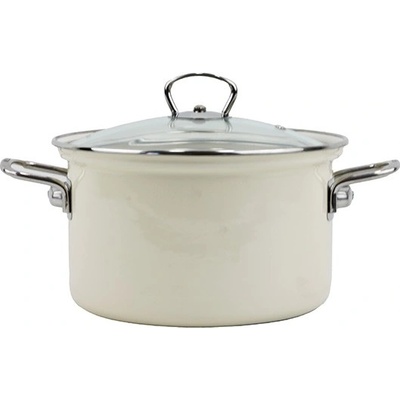 BELIS Smaltovaný hrnec se skleněnou poklicí 18 cm 2,6 l ECO-CERAMIC krémový 41518-099DD8N3
