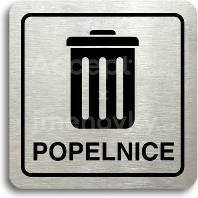 ACCEPT Piktogram popelnice II - stříbrná tabulka - černý tisk