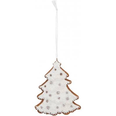 Clayre & Eef Závěsná dekorace zasněžený perníkový stromeček Frosted Ginger - 9*1*10 cm