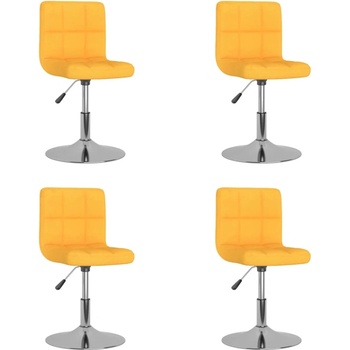 vidaXL Въртящи се трапезни столове, 4 бр, жълти, текстил (3087455)