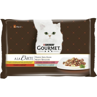 Gourmet A la Carte multipack kuře hovězí pstruh tmavá treska 4 x 85 g