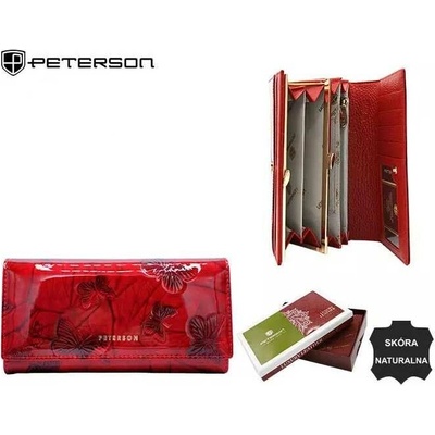 Peterson Dámská kožená peněženka PTN 42122-BF červená v krabičce RFID
