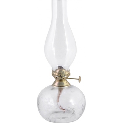 Strömshaga Petrolejová lampa Kerosene Leaf Brass, čirá barva, sklo