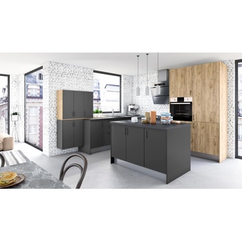 Кухненски комплект Лукс 5 антрацит и дъб крафт златен