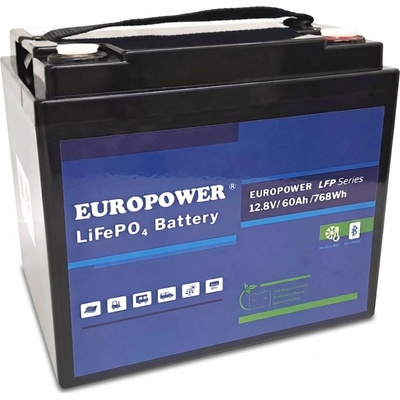 EUROPOWER LiFePO4 LFP 12,8 V 60 Ah s Bluetooth vyhřívací rohož