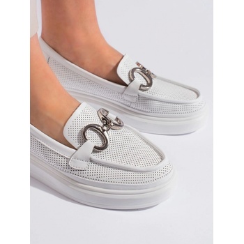 Goodin Jedinečné mokasíny dámské bílé bez podpatku