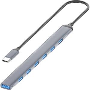 BlackBird USB 3.0 Type-c 7-портов хъб, изключително тънък, с алуминиев корпус, за преносими компютри BH1468 (BH1468)