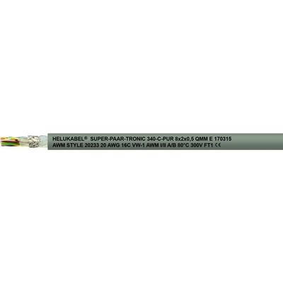 Helu 49839 pro energetické řetězy S-PAAR-TRONIC 340-C-PUR 2 x 0.34 mm² šedá 100 m