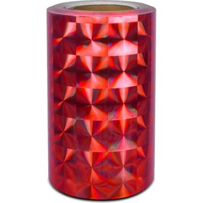 Univerzální hologramová samolepící fólie na metry motiv 4 čtverce - šíře 20cm - červená