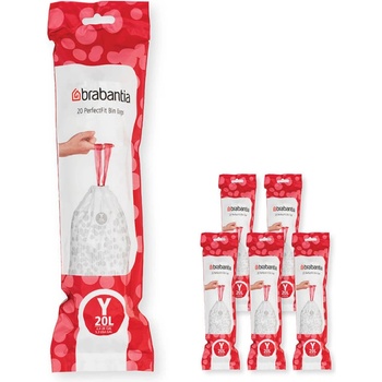 Brabantia Торбички за кош Brabantia PerfectFit NewIcon 1005585, Размер Y, 20 л, 120 броя, Бял (1005585)